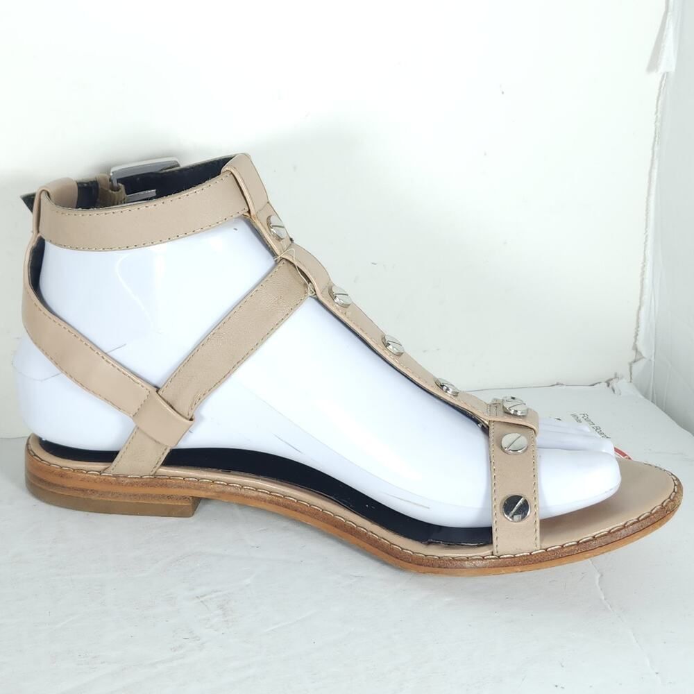 Rebecca Minkoff Women's US 6M Beige Leather Studded Strappy Gladiator Sandals - Picture 7 of 14